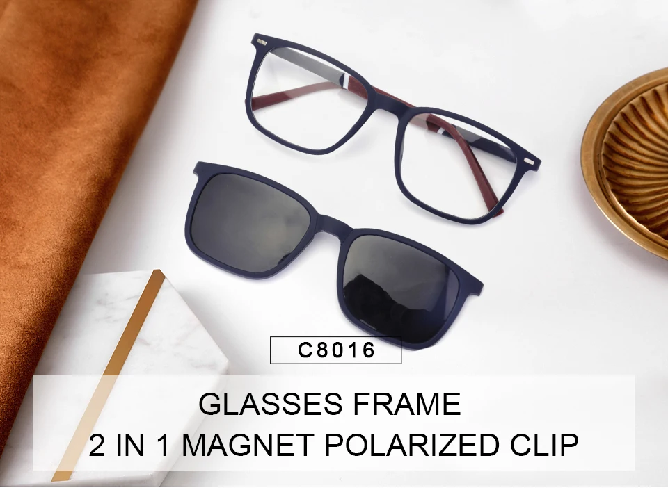 Ceofy Men Eyeglasses 2 In 1 Foldable Cap on Magnetic Optical Myopia Popular Sunglasses Prescription Glasses Frame C8016