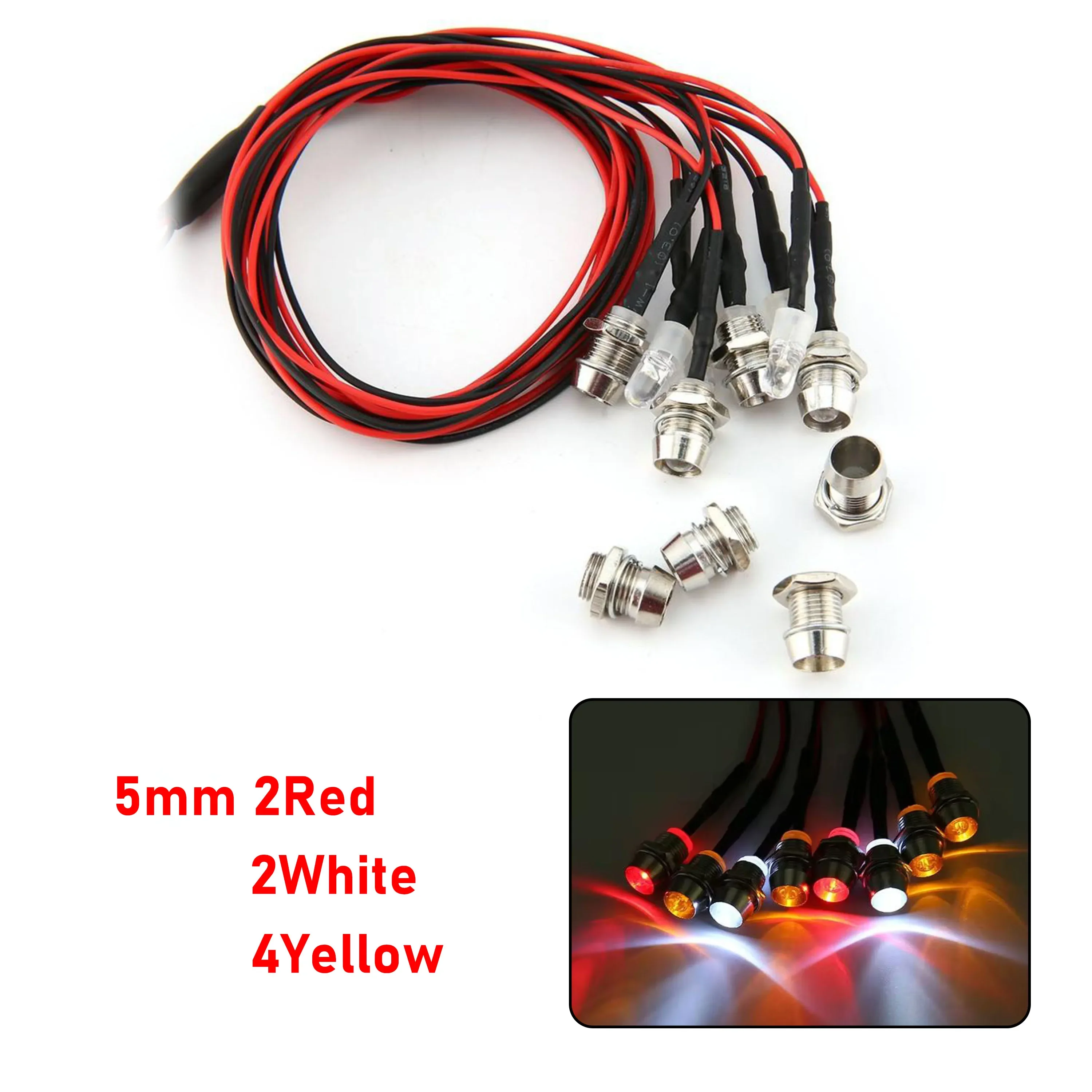 RC LED Light Kit Headlamps for 1/10 1/8 1/12 RC Car Truck Crawler Drift Car Headlight Taillight TRAXXAS HSP HPI MN99 MN90