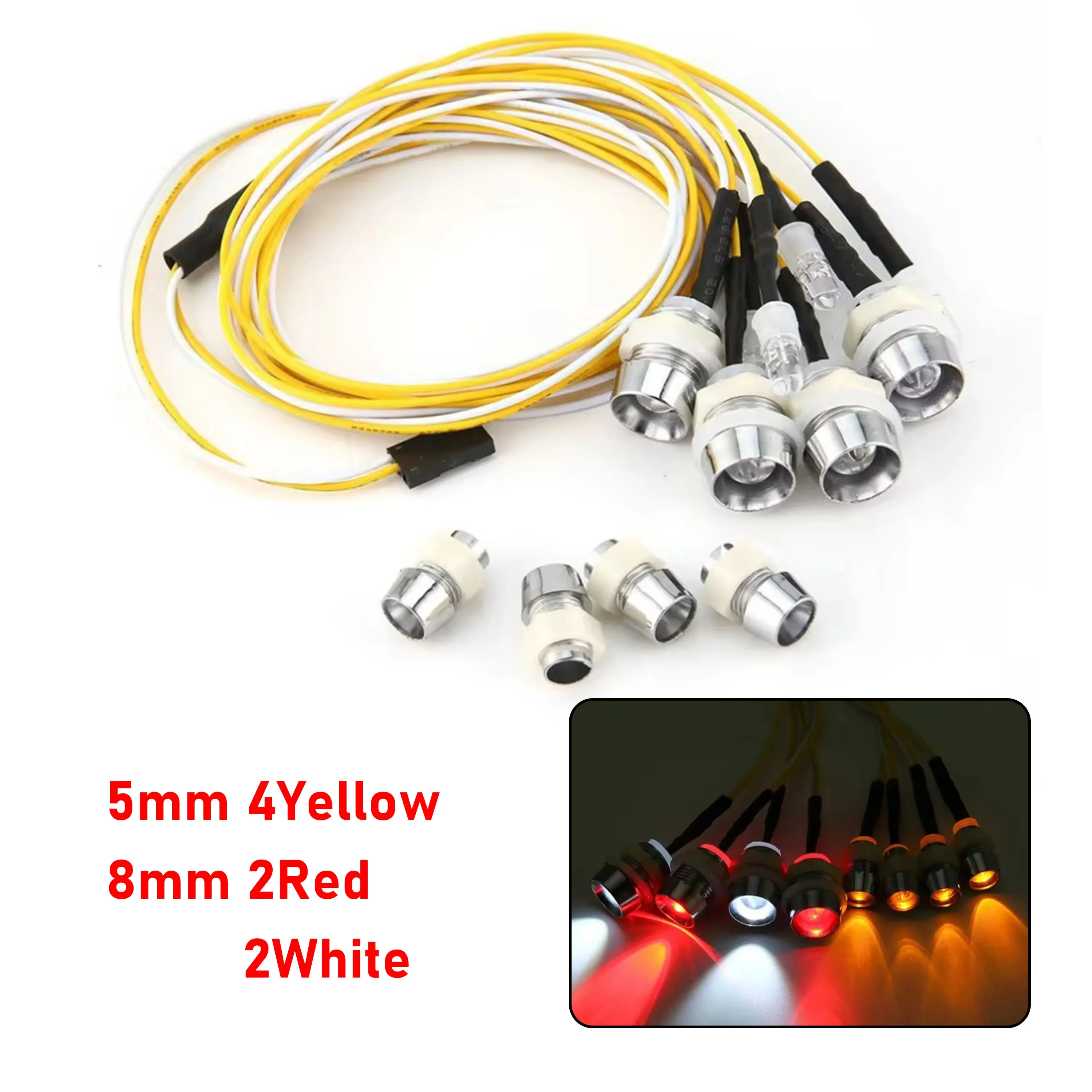 RC LED Light Kit Headlamps for 1/10 1/8 1/12 RC Car Truck Crawler Drift Car Headlight Taillight TRAXXAS HSP HPI MN99 MN90