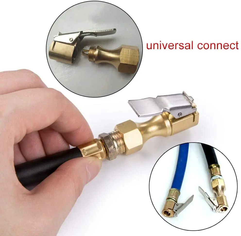 Car Tire Air Chuck Inflator Pump Valve Connector Clip-on Adapter Car Brass 8mm Tyre Wheel Valve For Inflatable Pump