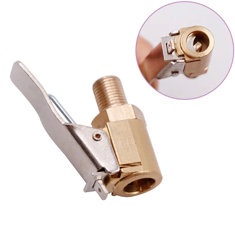 Car Tire Air Chuck Inflator Pump Valve Connector Clip-on Adapter Car Brass 8mm Tyre Wheel Valve For Inflatable Pump