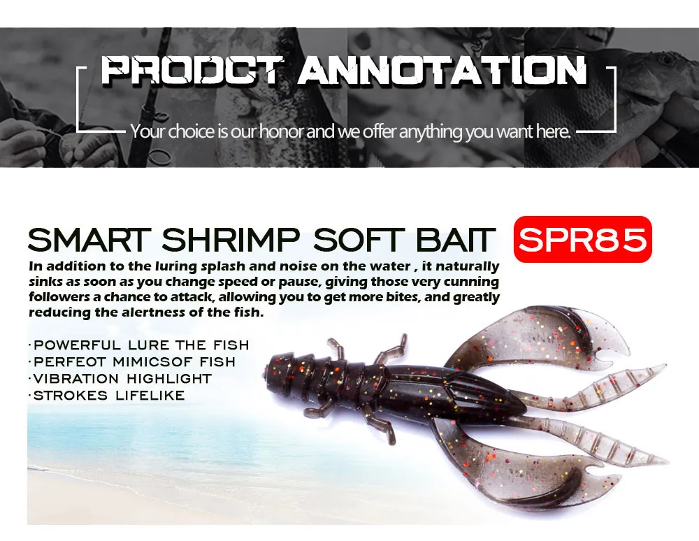 4/8pcs 80mm/6.5g Soft Silicon Shrimp Shaped Crankbait Fishing Lure Set Swivel Jigging Wobbler Artificial Pike Minnow Bass Tackle
