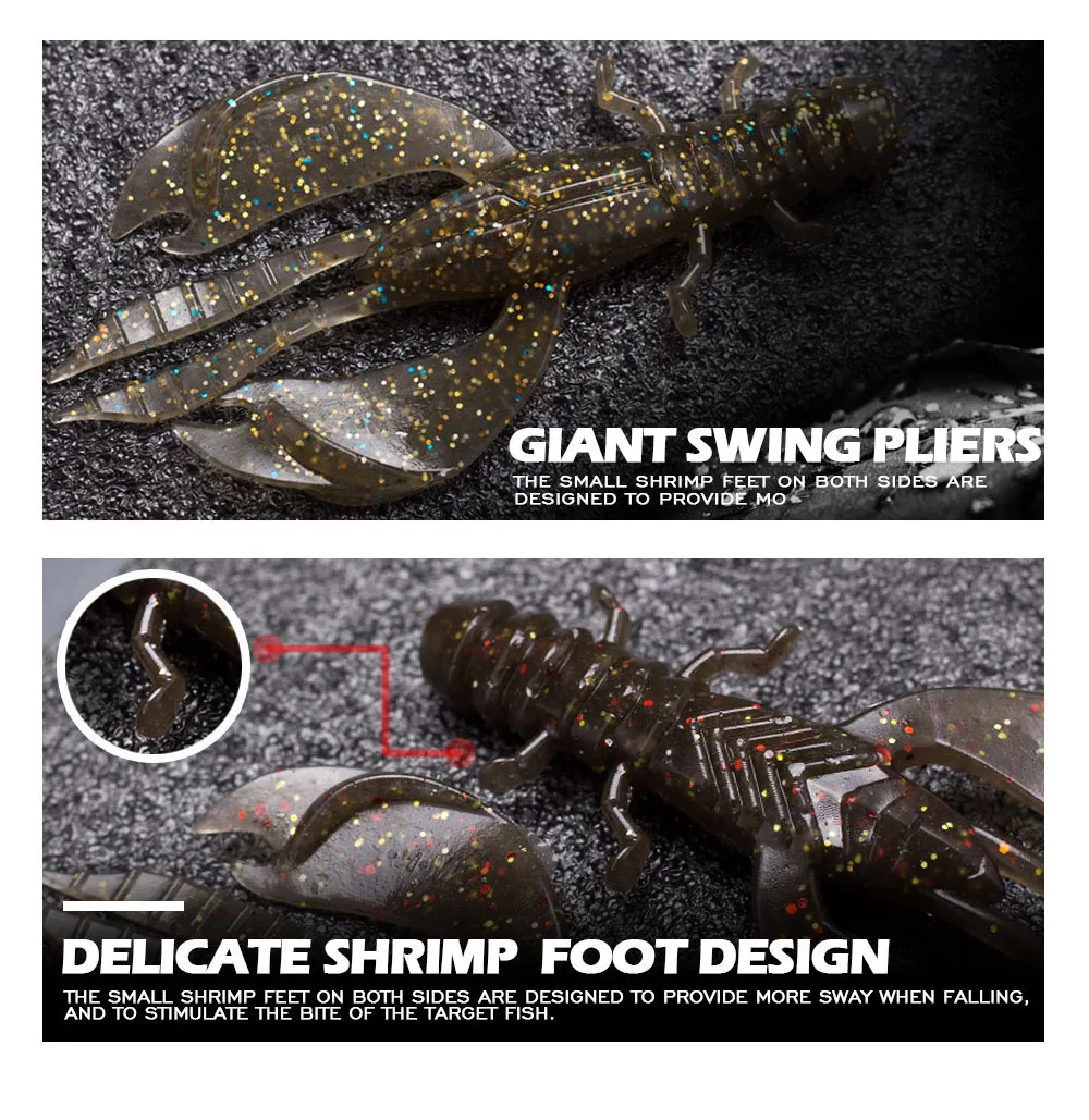 4/8pcs 80mm/6.5g Soft Silicon Shrimp Shaped Crankbait Fishing Lure Set Swivel Jigging Wobbler Artificial Pike Minnow Bass Tackle