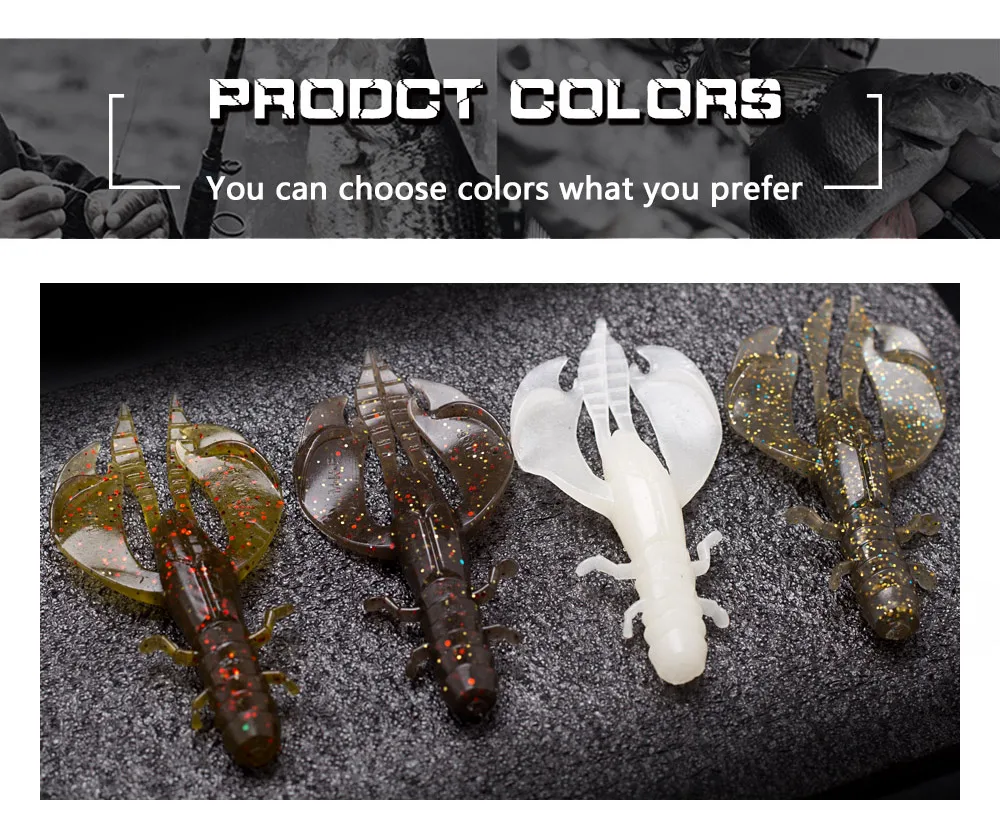 4/8pcs 80mm/6.5g Soft Silicon Shrimp Shaped Crankbait Fishing Lure Set Swivel Jigging Wobbler Artificial Pike Minnow Bass Tackle