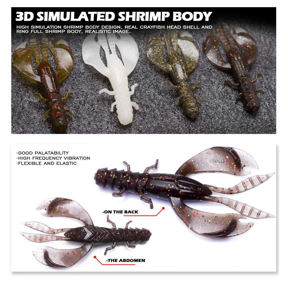 4/8pcs 80mm/6.5g Soft Silicon Shrimp Shaped Crankbait Fishing Lure Set Swivel Jigging Wobbler Artificial Pike Minnow Bass Tackle