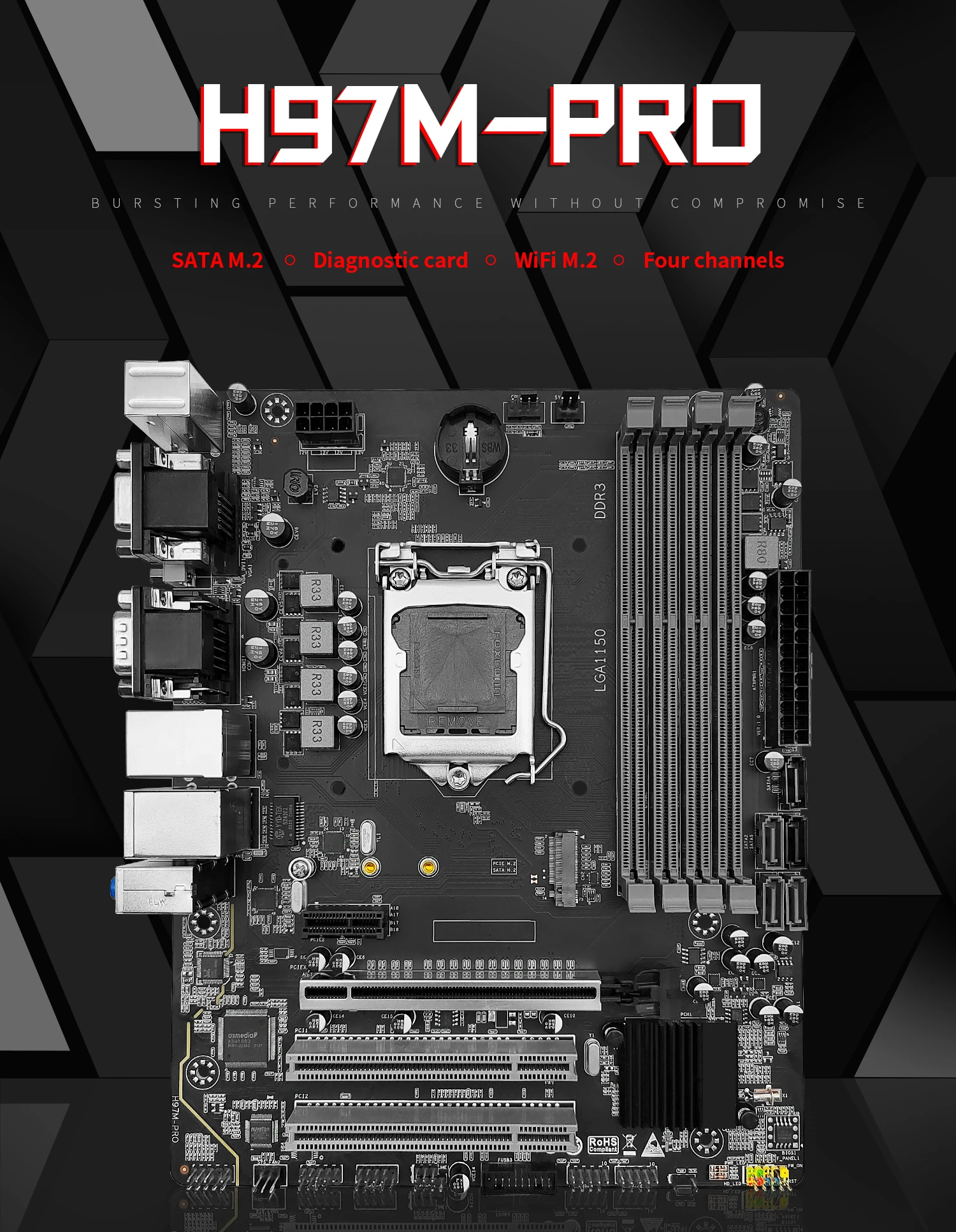 MACHINIST H97 Motherboard LGA 1150 Support Intel Pentium/Core/5th Gen Xeon CPU Processor DDR3 RAM Desktop Memory SSD M.2H97M-PRO