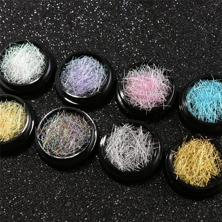1 Box Nail Art Decoration Symphony Mermaid Line Gold Silver Color Silk Thread for DIY Nail Accessories Colorful Mesh Line Decor