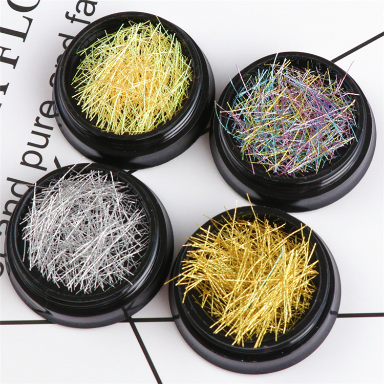 1 Box Nail Art Decoration Symphony Mermaid Line Gold Silver Color Silk Thread for DIY Nail Accessories Colorful Mesh Line Decor