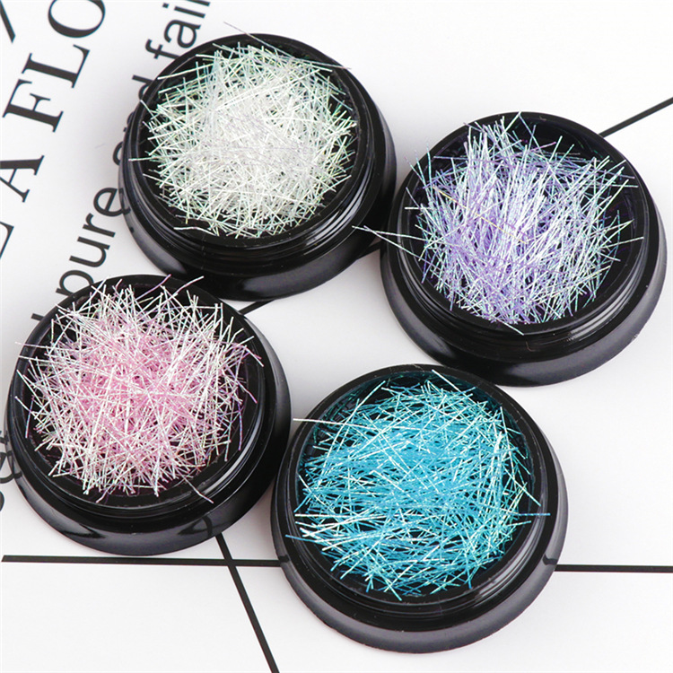 1 Box Nail Art Decoration Symphony Mermaid Line Gold Silver Color Silk Thread for DIY Nail Accessories Colorful Mesh Line Decor