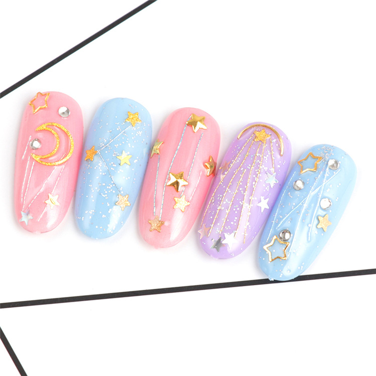 1 Box Nail Art Decoration Symphony Mermaid Line Gold Silver Color Silk Thread for DIY Nail Accessories Colorful Mesh Line Decor