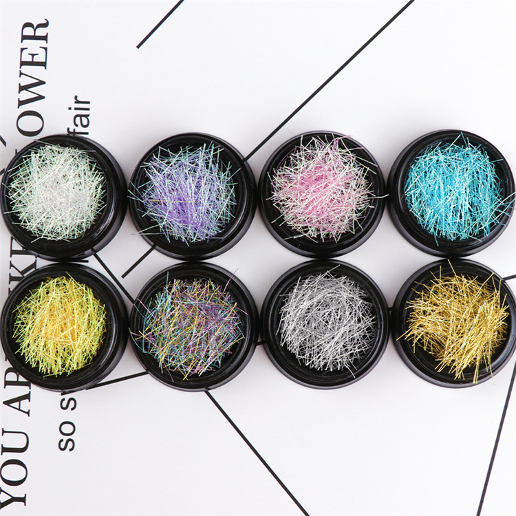 1 Box Nail Art Decoration Symphony Mermaid Line Gold Silver Color Silk Thread for DIY Nail Accessories Colorful Mesh Line Decor