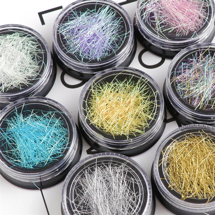 1 Box Nail Art Decoration Symphony Mermaid Line Gold Silver Color Silk Thread for DIY Nail Accessories Colorful Mesh Line Decor