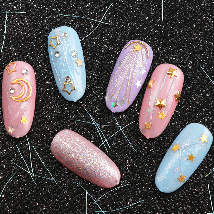 1 Box Nail Art Decoration Symphony Mermaid Line Gold Silver Color Silk Thread for DIY Nail Accessories Colorful Mesh Line Decor