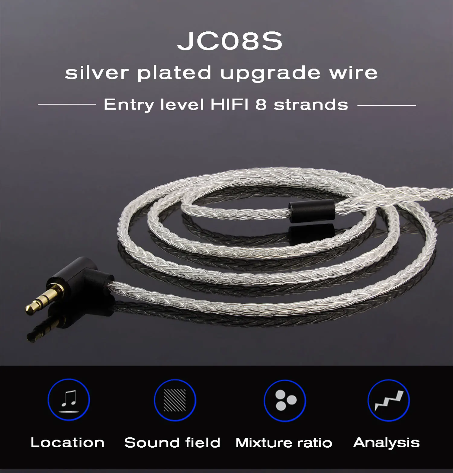 JCALLY JC08S 8 Shares QDC 2Pin 0.78mm MMCX Earphone Upgrade Cable with Mic for KZ EDX Pro ZSN PRO X ZST PRO X ZSX PRX Castor ZSN