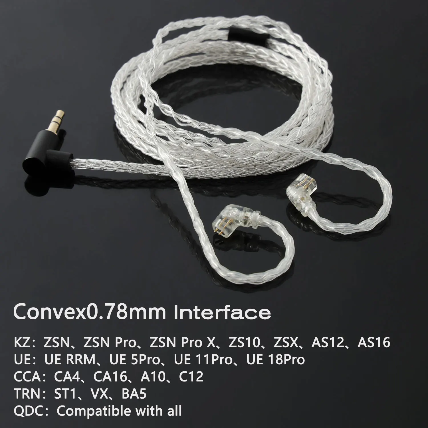 JCALLY JC08S 8 Shares QDC 2Pin 0.78mm MMCX Earphone Upgrade Cable with Mic for KZ EDX Pro ZSN PRO X ZST PRO X ZSX PRX Castor ZSN