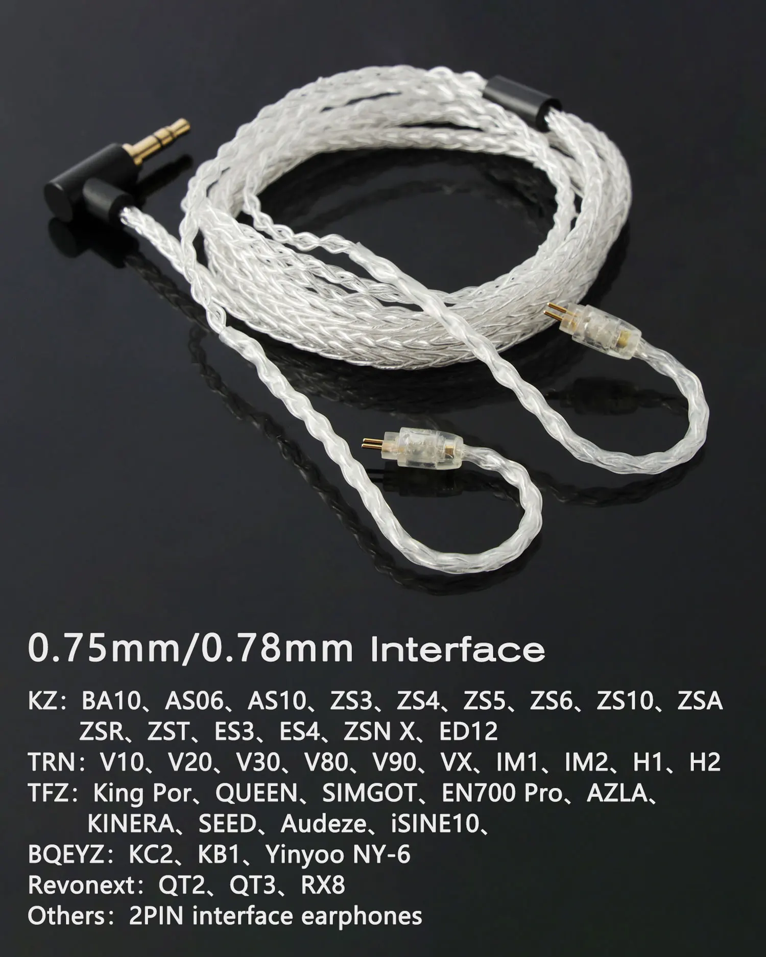 JCALLY JC08S 8 Shares QDC 2Pin 0.78mm MMCX Earphone Upgrade Cable with Mic for KZ EDX Pro ZSN PRO X ZST PRO X ZSX PRX Castor ZSN