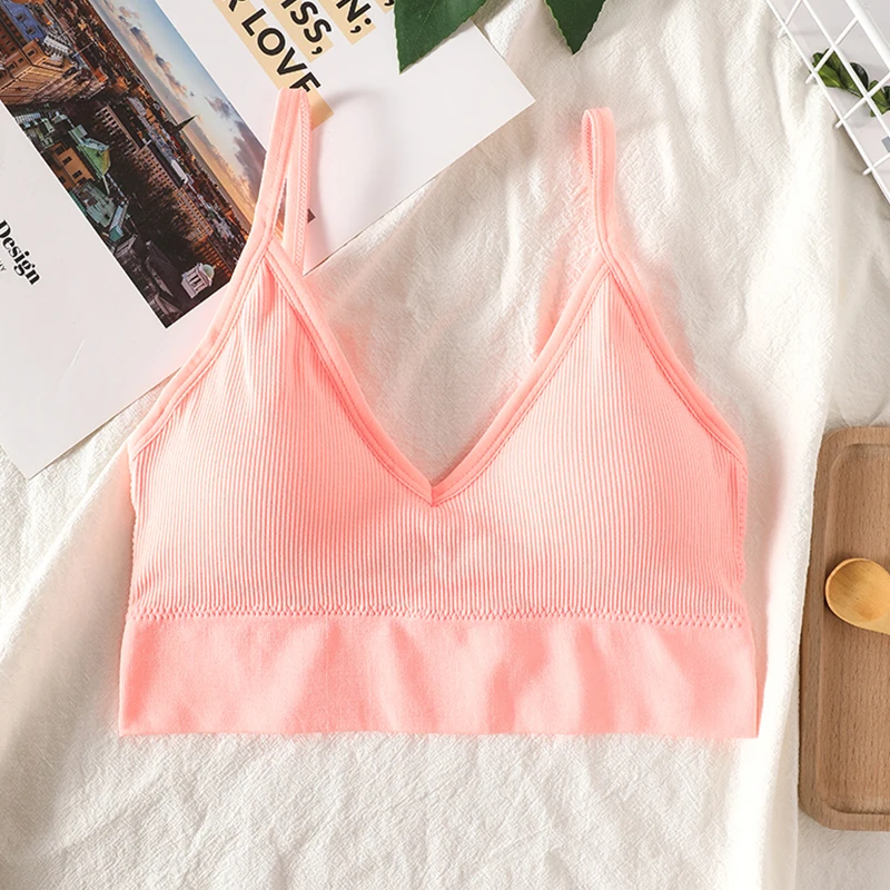 Women Sports Bra Tube Top Push-Up Bra Padded Crop Top Seamless Underwear Female Streetwear Tank Tops Removable Pads Camisole