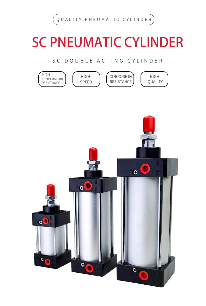 Standard Air Pneumatic Cylinders SC 32/40/50/63mm Bore Double Acting 50/75/100/125/150/175/200/250/300/350/400/500/1000mm Stroke
