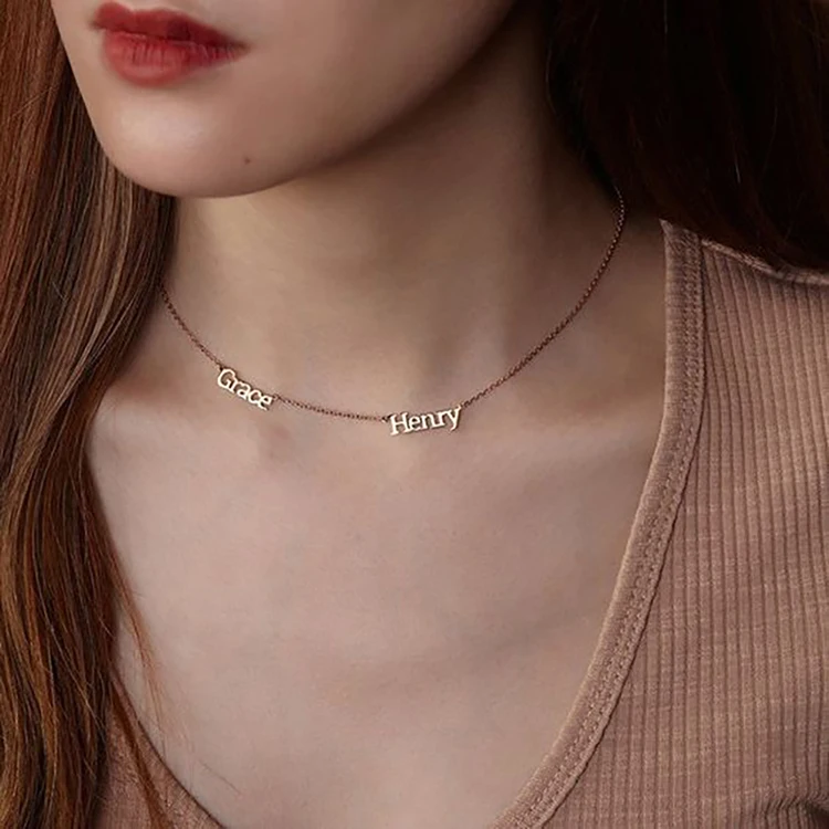 Sipuris Custom Multiple Names Necklace Family Nameplated Golden Choker Stainless Steel Necklace Jewelry Chain Pendant Gifts