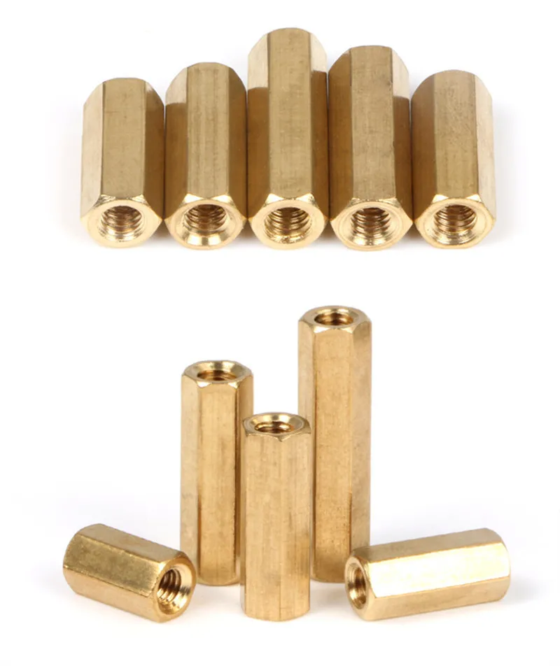 5-50pcs Hex Female to Female M2 M2.5 M3 M4 M5 Brass Standoff Spacer Hexagonal Stud Spacer Hollow Pillars