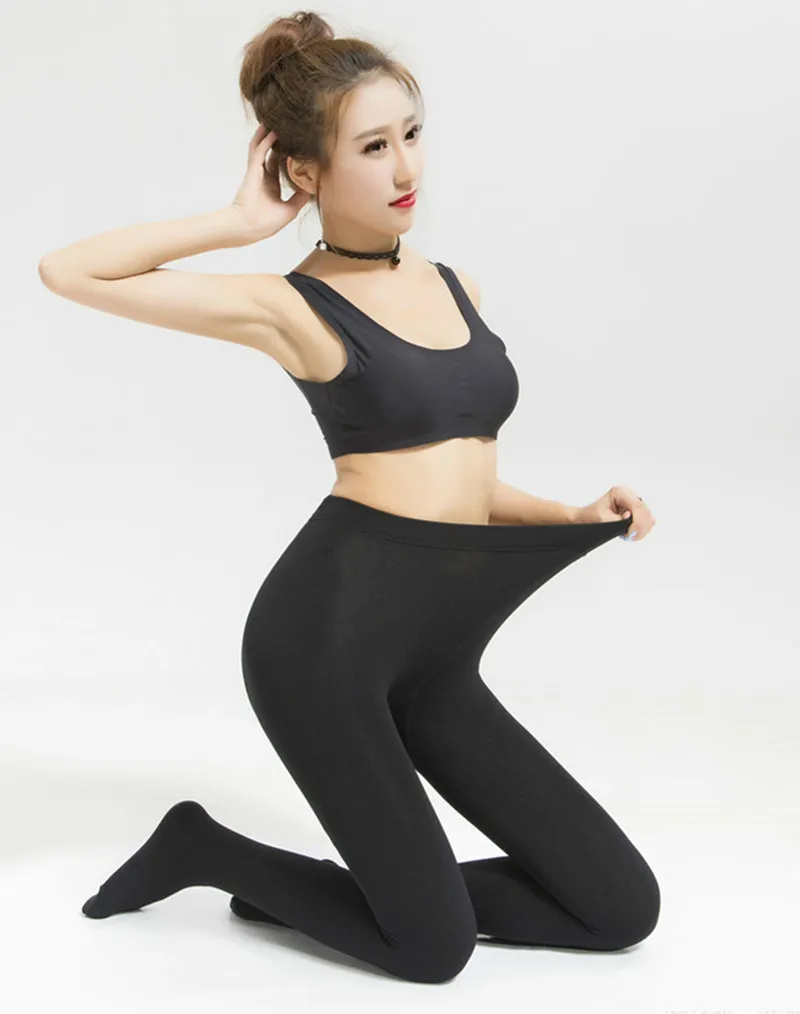 130 KG New Plus Size Sexy Women Tights Warm Winter Fleece Pantyhose 120D High Waist Female Stretchy Opaque Footed Tights