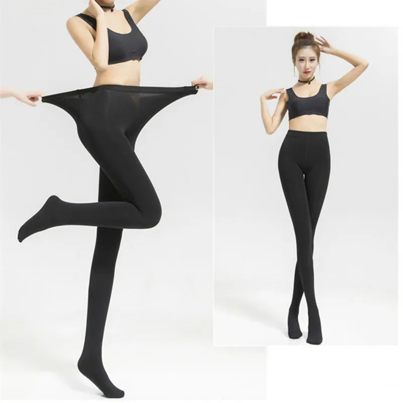130 KG New Plus Size Sexy Women Tights Warm Winter Fleece Pantyhose 120D High Waist Female Stretchy Opaque Footed Tights