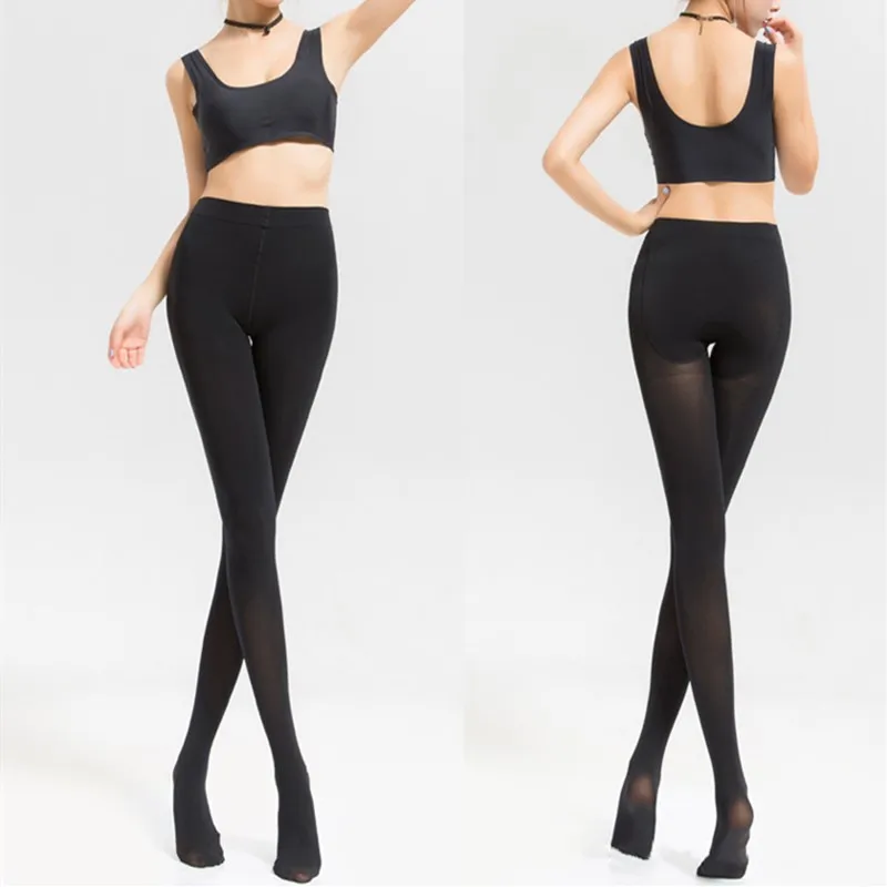 130 KG New Plus Size Sexy Women Tights Warm Winter Fleece Pantyhose 120D High Waist Female Stretchy Opaque Footed Tights