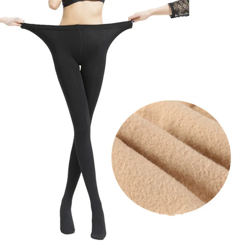130 KG New Plus Size Sexy Women Tights Warm Winter Fleece Pantyhose 120D High Waist Female Stretchy Opaque Footed Tights