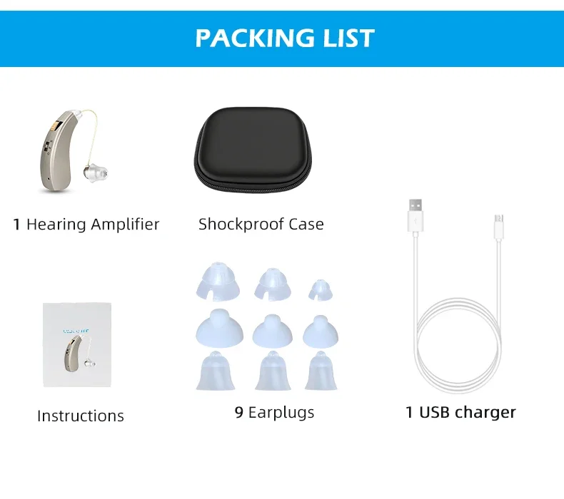 Rechargeable Hearing Aids Mini Audifonos Wireless Inner Ear for Elderly Mild to Moderate Loss Sound Amplifiers Drop Shipping