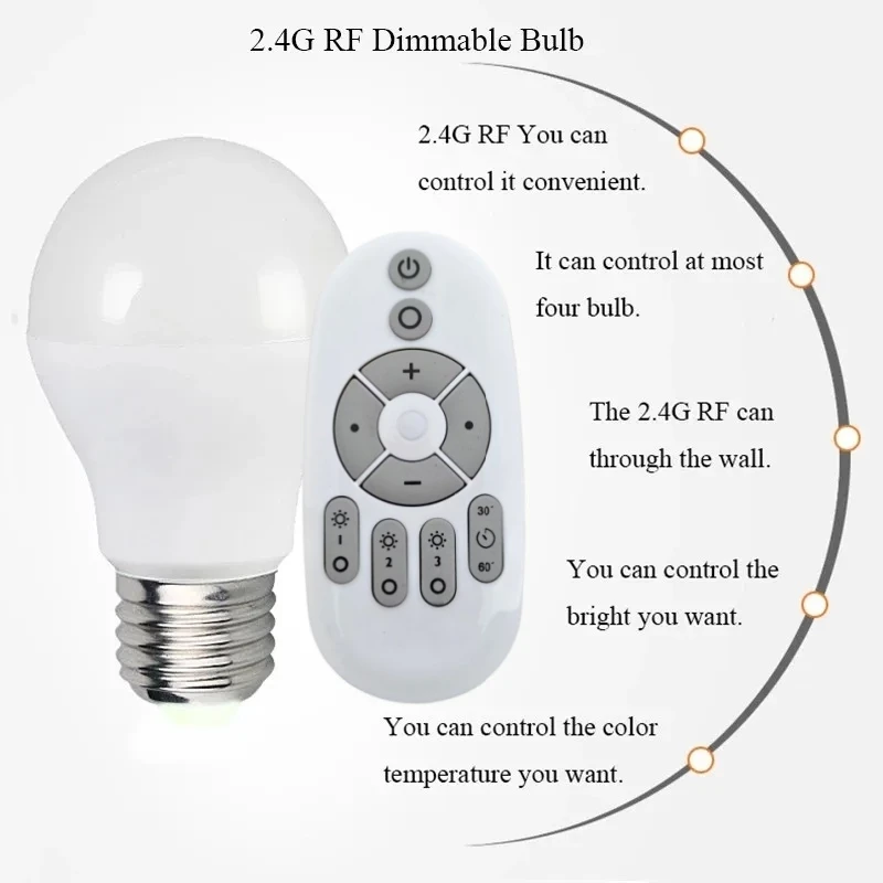 Smart LED Bulb E27 6W 9W 12W RF 2.4G Wireless Remote Control Night Light Timing Turn off Warm Cold Light Dimmable Led Lamp Bulb