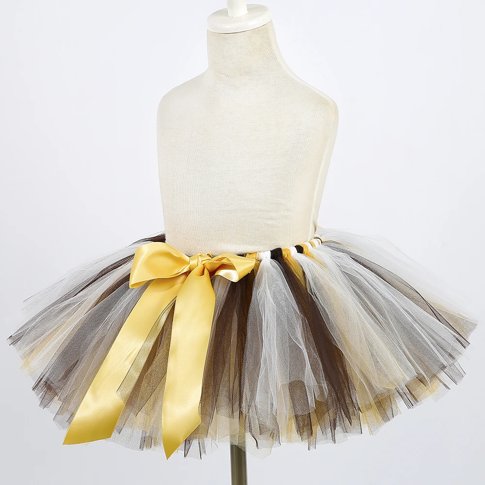 Girls Lion Tutu Skirt with Headband Fluffy Baby Girl Birthday Party Tutu Outfit Halloween Lion King Costume for Kids Tulle Skirt