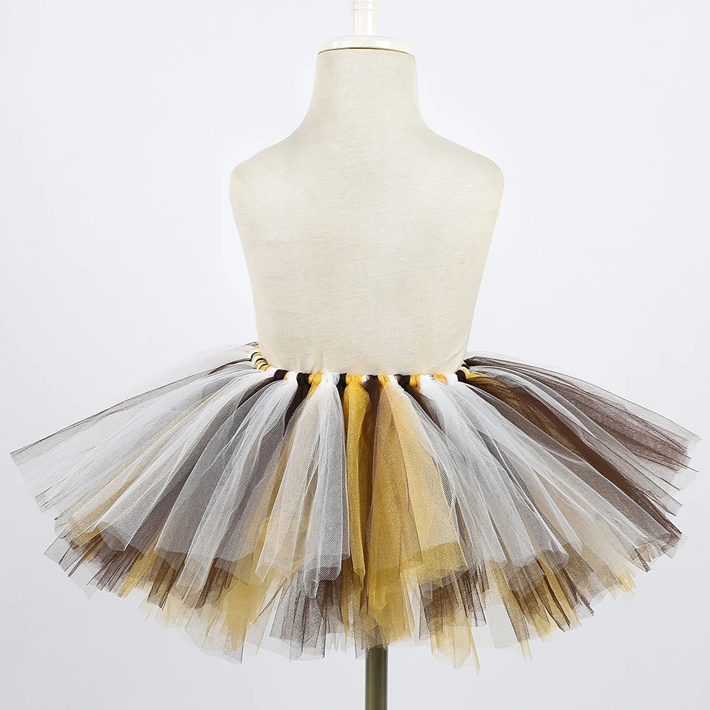 Girls Lion Tutu Skirt with Headband Fluffy Baby Girl Birthday Party Tutu Outfit Halloween Lion King Costume for Kids Tulle Skirt