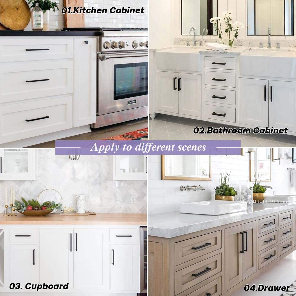 Black/golden/Silver Square Cabinet Handle Furniture Hardware Stainless Steel Kitchen Door Knobs Cupboard Wardrobe Drawer Pulls