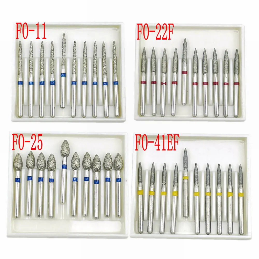 10pcs/box 1.6mm Shank Dental Diamond Burs Drill FG Diamond for High Speed Handpiece Burs Dentist Drills