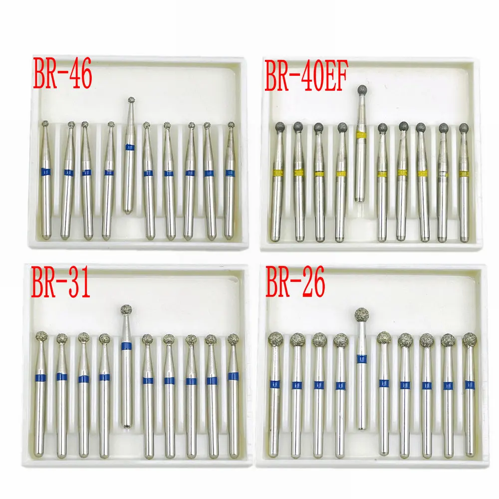 10pcs/box 1.6mm Shank Dental Diamond Burs Drill FG Diamond for High Speed Handpiece Burs Dentist Drills