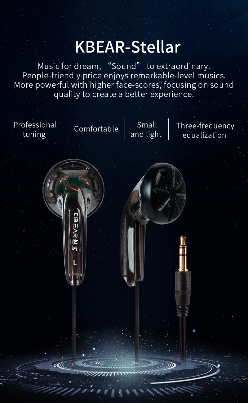 KBEAR Stellar HIFI 15.4mm Dynamic Driver In Ear Monitor Earphone Japanese PPS Flat Headset Music Game Earbuds Headphone KS1 KS2