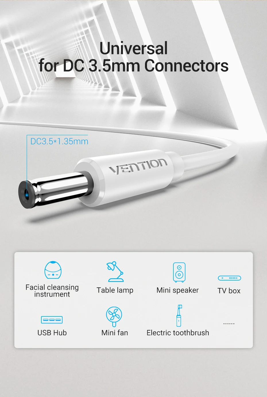 Vention USB to DC 3.5mm Power Cable USB A to 3.5 Jack Connector 5V Power Supply Adapter for Fans USB HUB DC 5.5mm Charging Cable