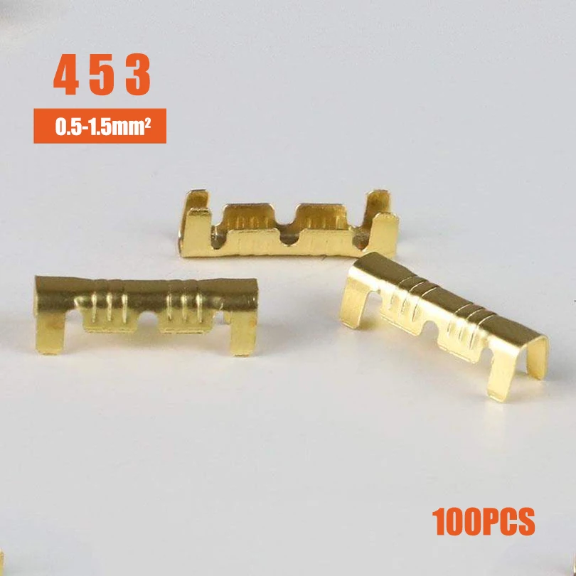 100Pcs U Shape Copper Ring Terminals Non-Insulated Car And Motorcycle Cable Wire Butt Splice Crimp Connectors DJ454A/B/C 453 452