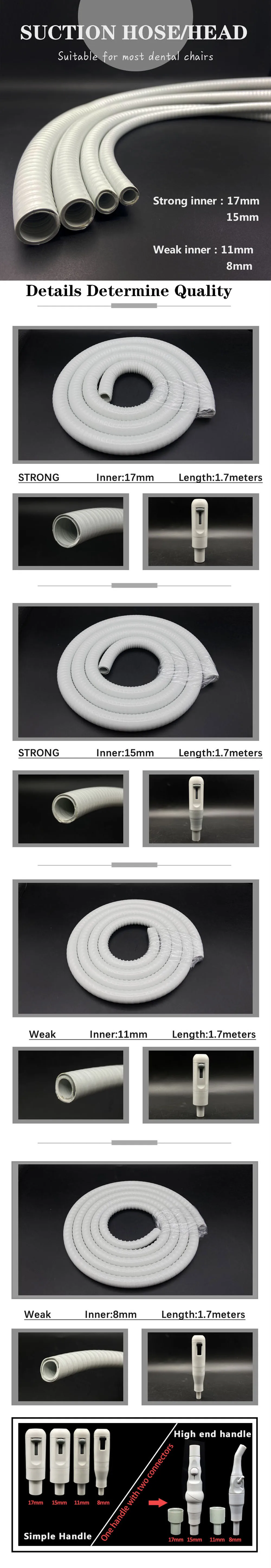Germany Made Dental 1.7m/Piece High Quality Dental Strong Suction/Weak Suction Tube Hose Pipe for Suction Unit Whitening Pipe