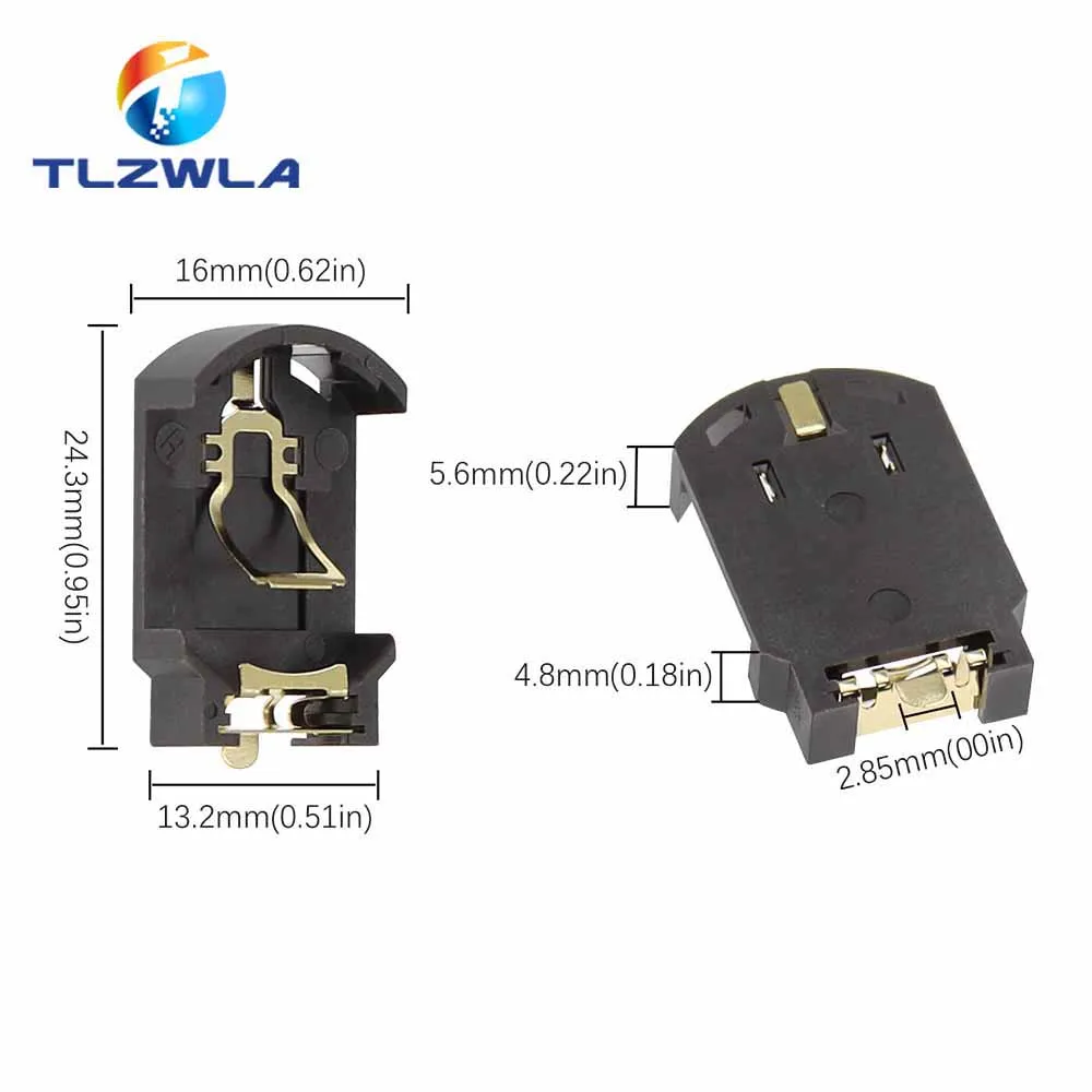 10PCS BS-8 CR2032 CR2025 Gold-Plated Button Battery Holder 2032 Battery Box Socket Case