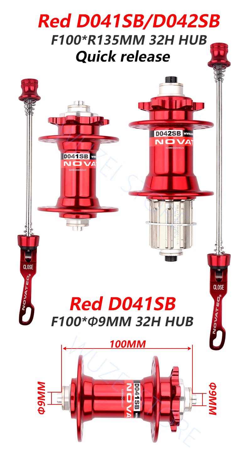 Novatec D041SB D042SB Hub MTB Bicycle Disc Card Brake Hub 28/32/36 Holes Red Black 8/9/10/11 speed Mountain bearing Hubs