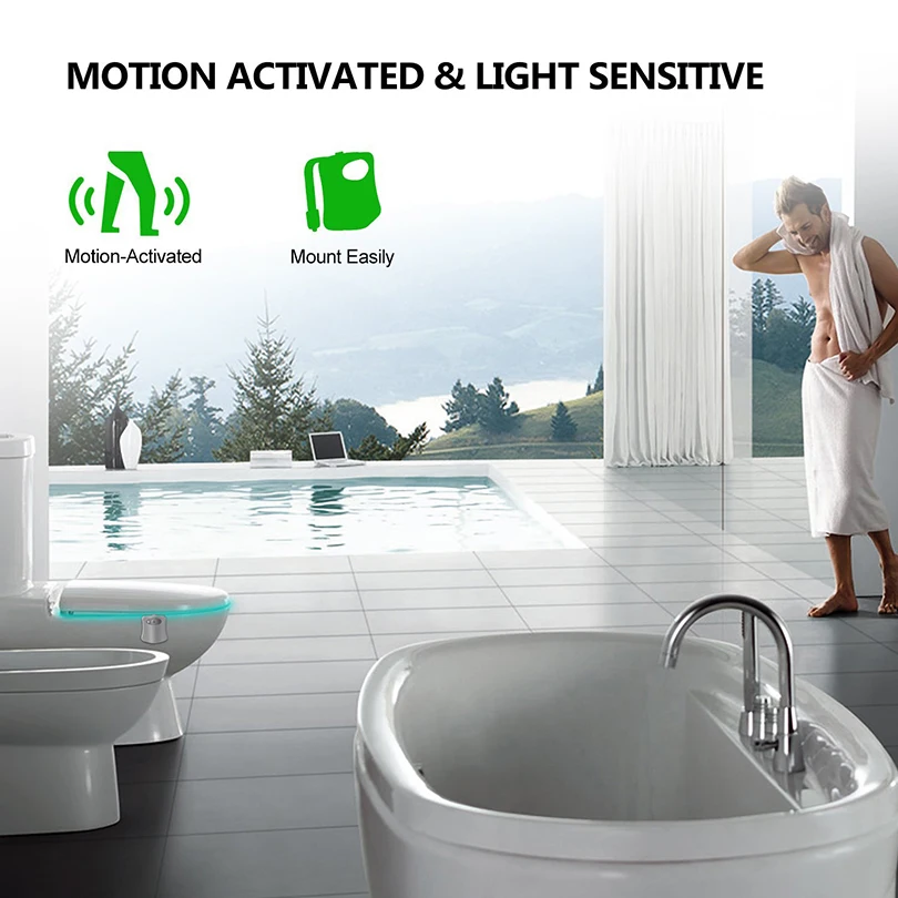 Toilet Night Light PIR Motion Sensor Toilet Lights LED Washroom Night Lamp 16 Colors Toilet Bowl Lighting For Bathroom Washroom