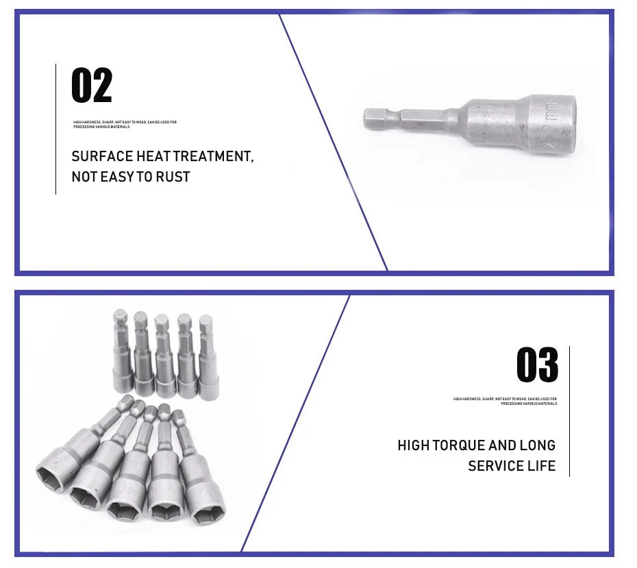 6mm~19mm 1pcs Power Nut Driver Set Magnetic Standard Socket Wrench 65mm 1/4" Hex Shank Power Tools Power Drills Impact Drivers