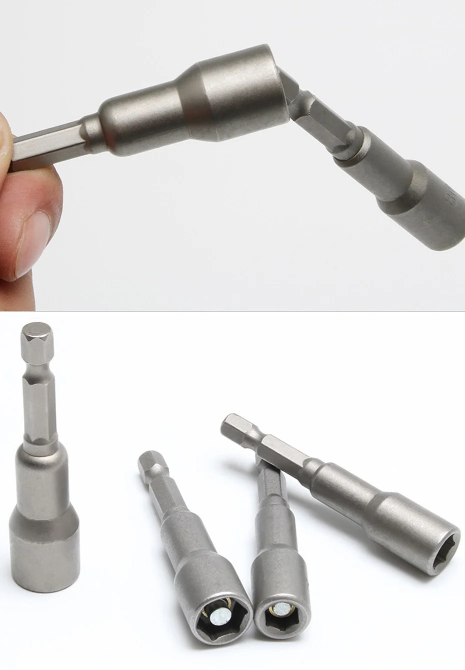 6mm~19mm 1pcs Power Nut Driver Set Magnetic Standard Socket Wrench 65mm 1/4" Hex Shank Power Tools Power Drills Impact Drivers