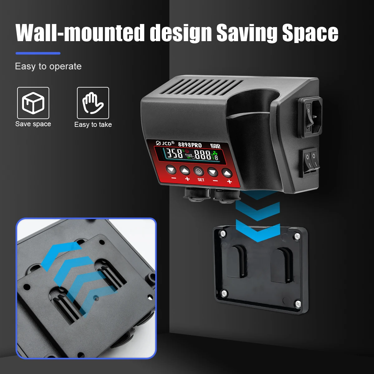 750W SMD Rework Soldering Station 2 in 1 Soldering Iron Hot Air Welding Station LCD Digital Display For BGA PCB IC Repair 8898
