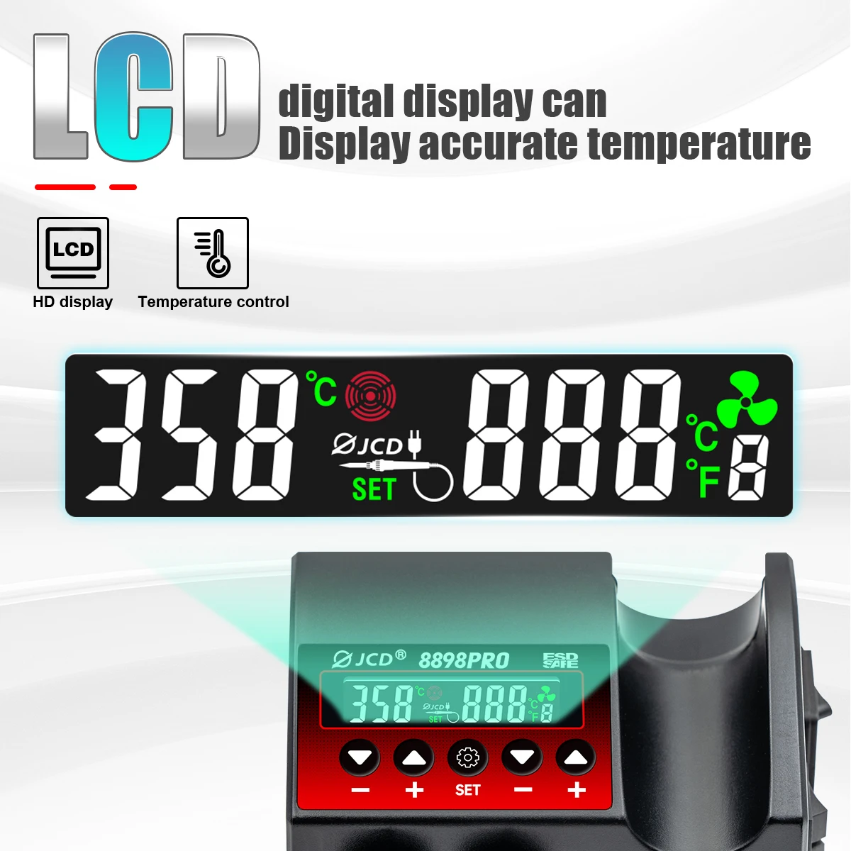 750W SMD Rework Soldering Station 2 in 1 Soldering Iron Hot Air Welding Station LCD Digital Display For BGA PCB IC Repair 8898