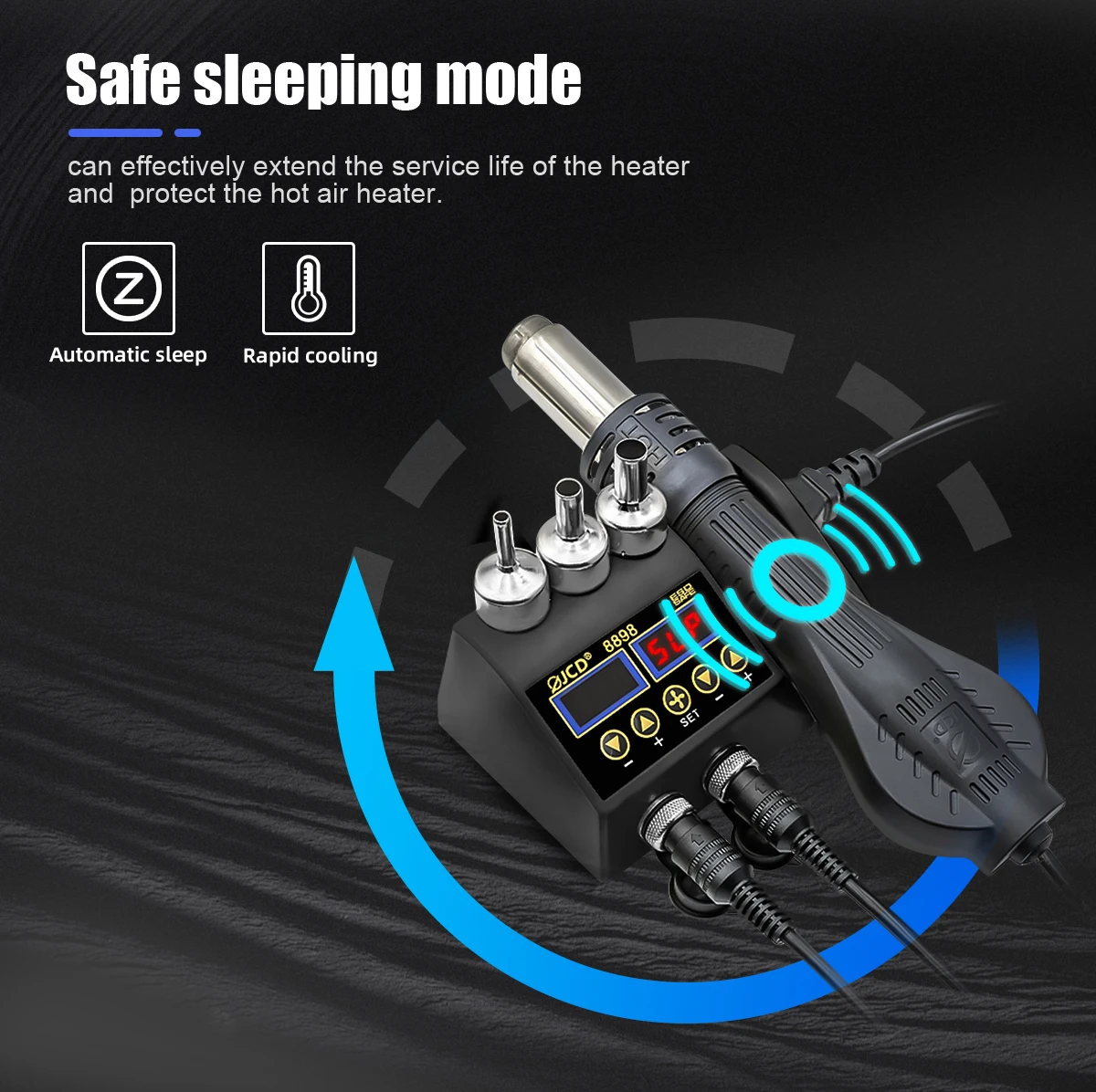750W SMD Rework Soldering Station 2 in 1 Soldering Iron Hot Air Welding Station LCD Digital Display For BGA PCB IC Repair 8898