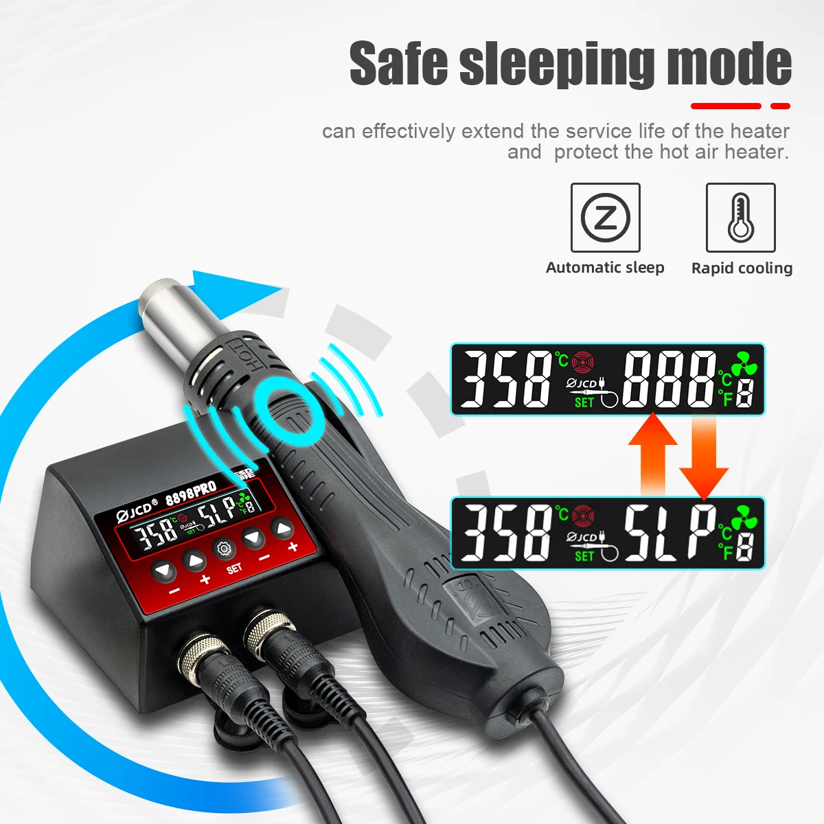 750W SMD Rework Soldering Station 2 in 1 Soldering Iron Hot Air Welding Station LCD Digital Display For BGA PCB IC Repair 8898