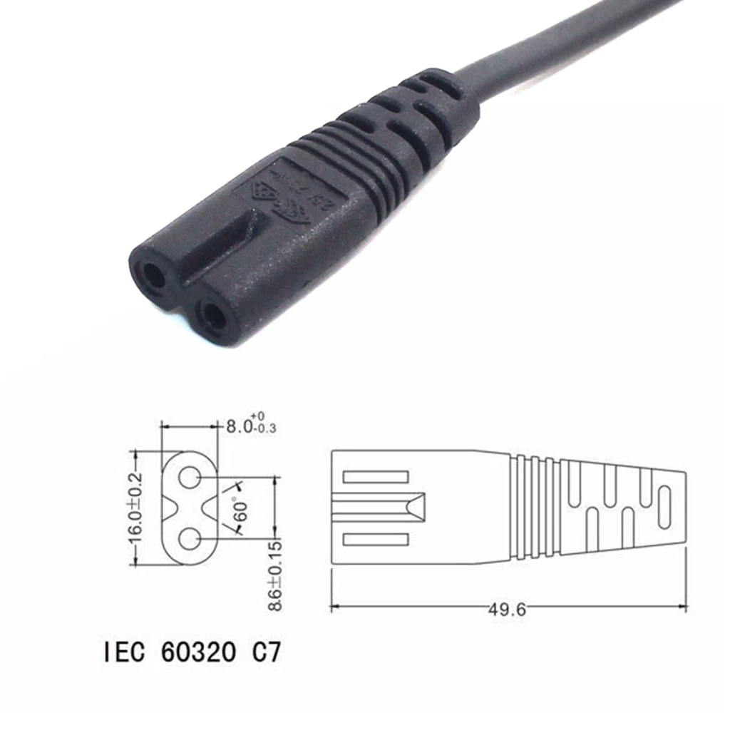 IEC 60320 C8 Plug to C7 Receptacle Male to Female Extension Power Supply Main Adapter Cable 0.3m/1.5m White Color