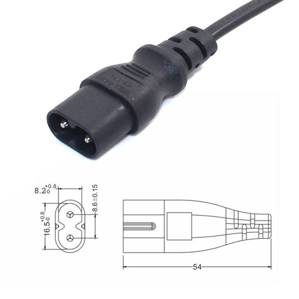 IEC 60320 C8 Plug to C7 Receptacle Male to Female Extension Power Supply Main Adapter Cable 0.3m/1.5m White Color